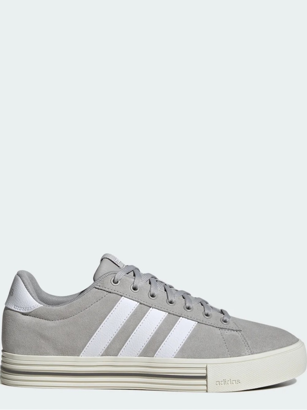 adidas Men’s Light Gray Suede Low-Top Sneakers with White Stripes